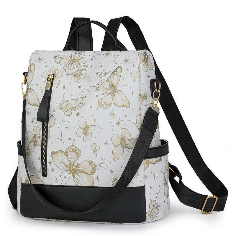 New Fashion Chinese Embroidery Thread Trendy Casual Backpack for Women Simple PU Large Capacity Outdoor Travel Backpack