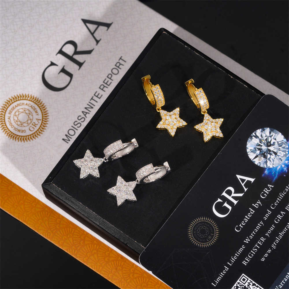 New Creative Design Star Pendant Earrings 925 Silver vvs vs Mozambique Classic Style Mens and Womens Commuting Earrings