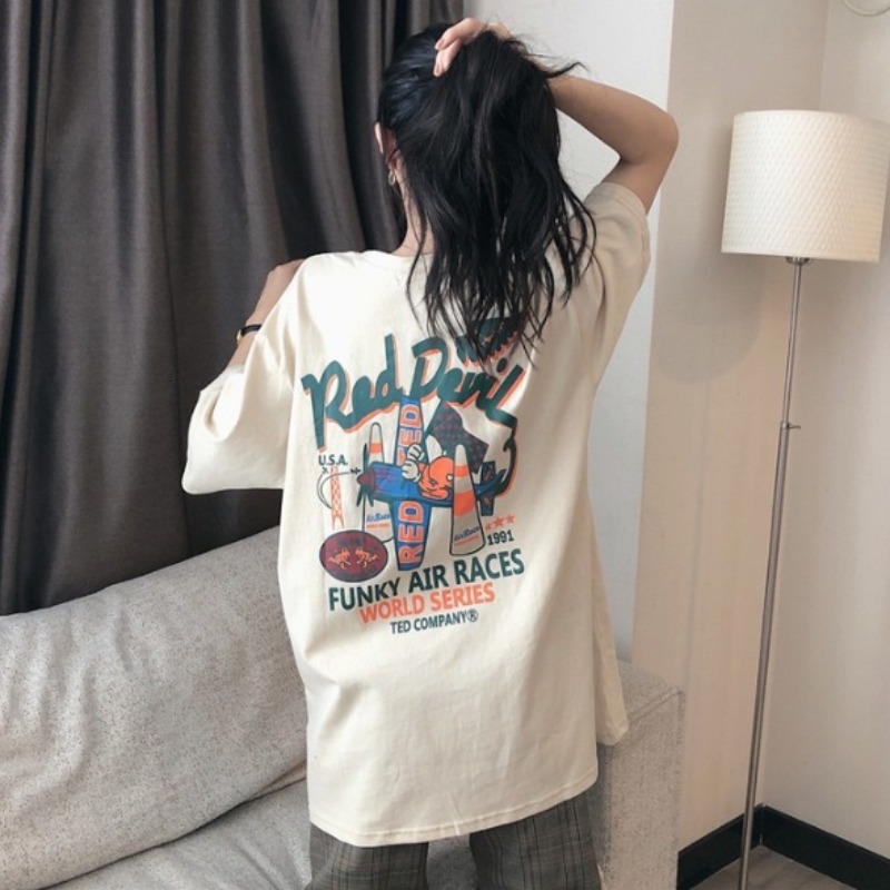 Designer Short Sleeved Women T-shirt 2025 New Summer Loose Korean Version Ins Fashion Student Harajuku BF Lazy Style Clothes