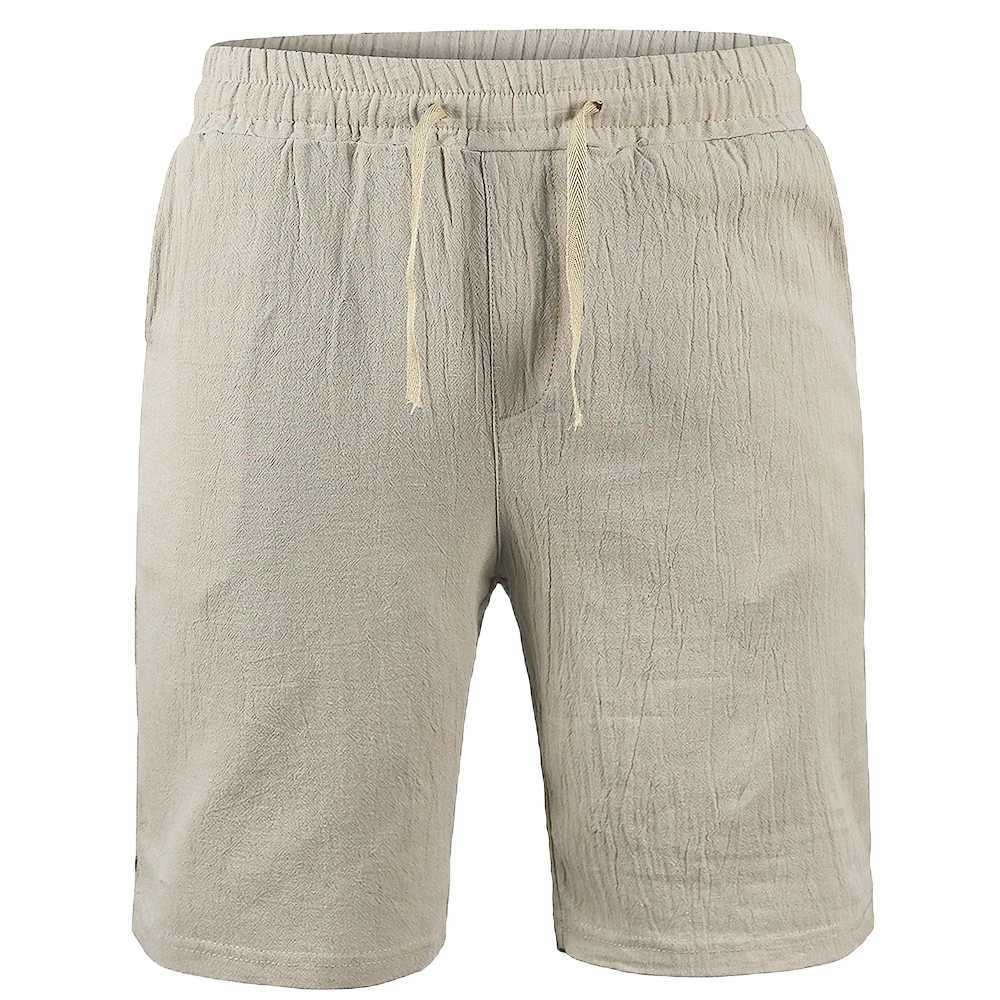 New Mens Cotton Linen Shorts Pants Male Summer Breathable Solid Color Linen Trousers Fitness Streetwear S-3XL W250215