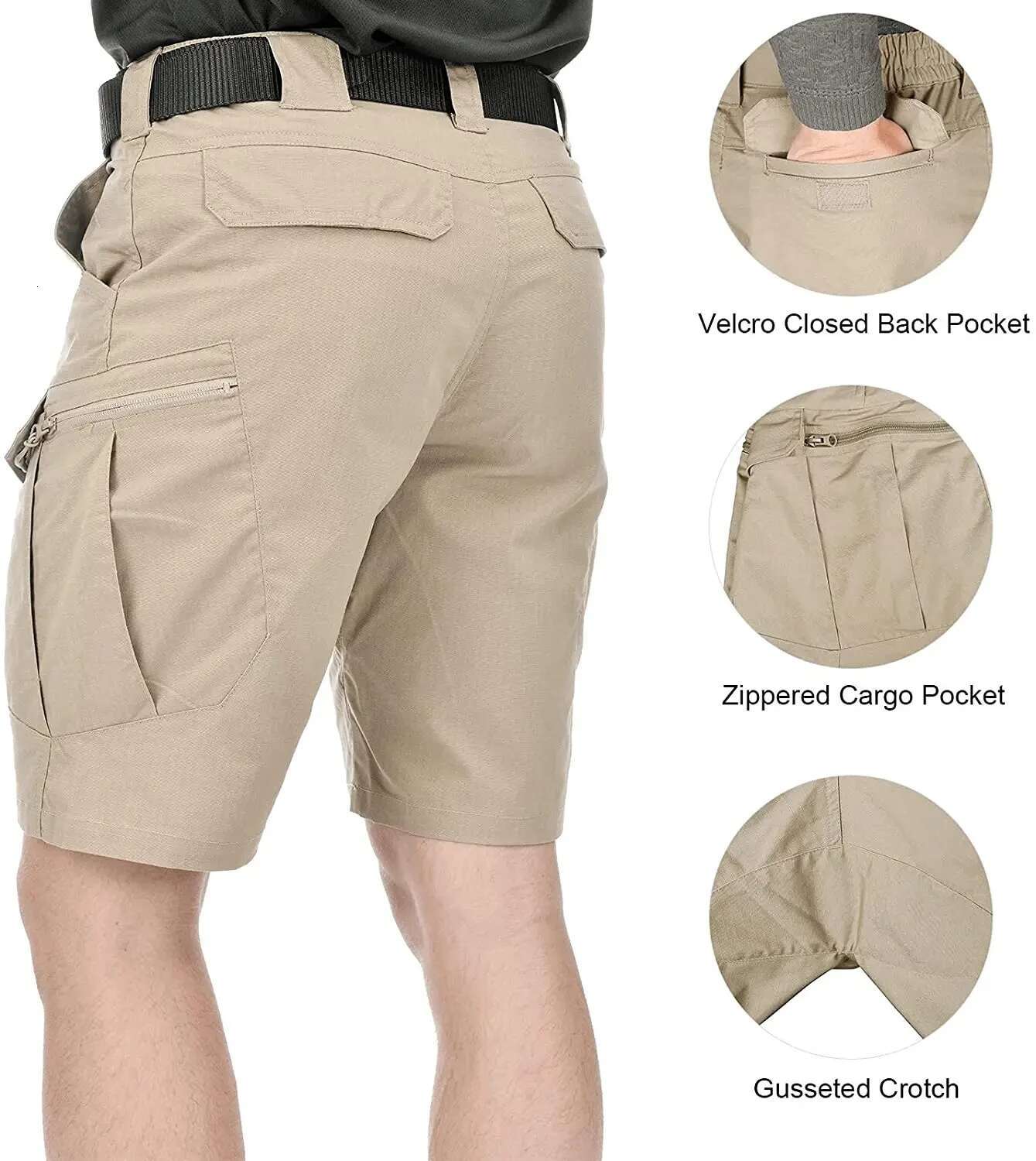 Men's Tactical With Multi Pockets, Casual Durable Waterproof Cargo Shorts For Outdoor Hiking Trekking