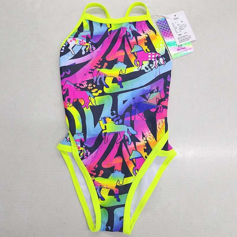 High Quali Professional Girls Swimsuit Teenage Girls Training Racing Swimsuit Printed Swimming Costumes For KidsXJ250214