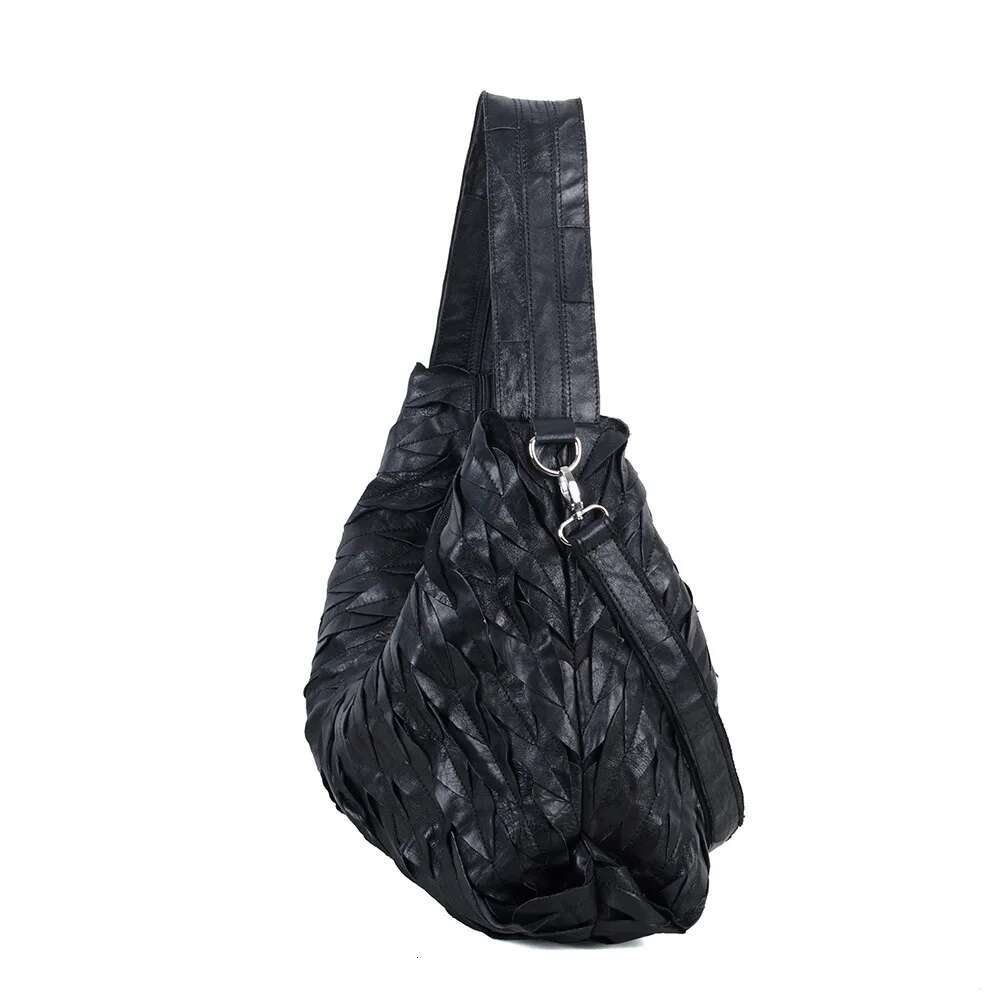 2025 New Leather Sheepskin Handmade Tote Leaves Patchwork Soft Women's Shoulder Crossbody Bag
