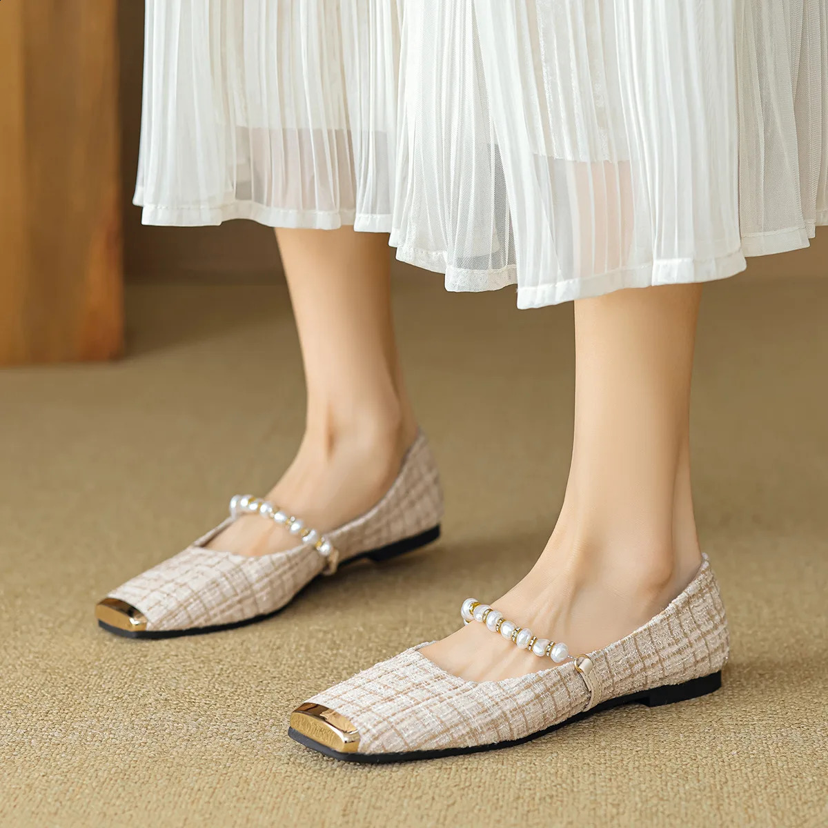 spring womens outdoor shoes Korean style mary jane Metal decoration Ladies casual flats business shoes 250214