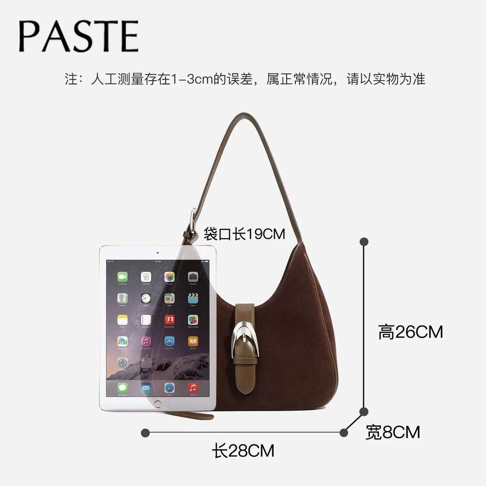 French Niche Design Matte Grey High-End Women Single Shoulder Bag Suede Calfskin Leather Female Handbag Lady Daily Purses