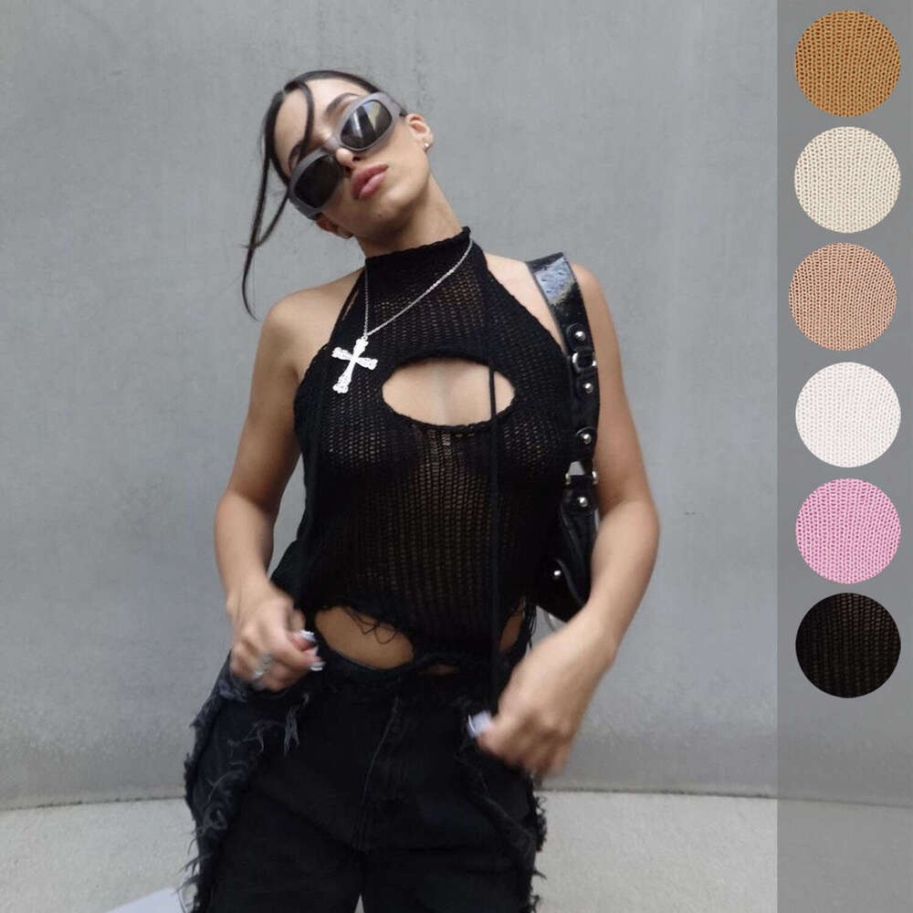 European American Spring/Summer Hot Women's Woolen Backless Tank Top 2025 New Style Elegant and Unique Clothing