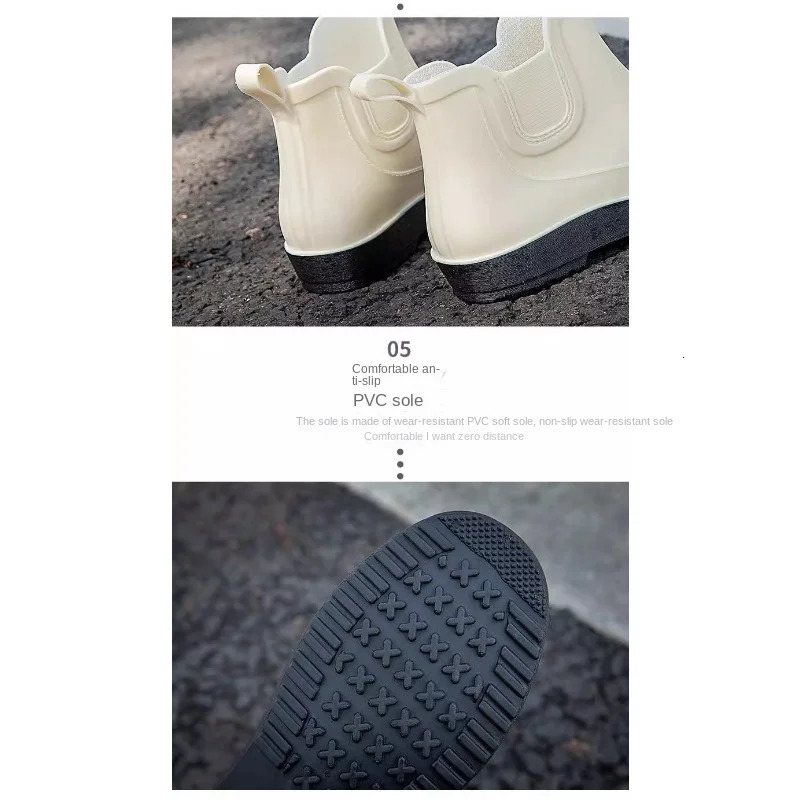 Womens Short Rain Boots Black Anti slip Waterproof Shoes Anti fouling Fashion Outdoor Rainy Leisure Adult Rubber Shoes 250213