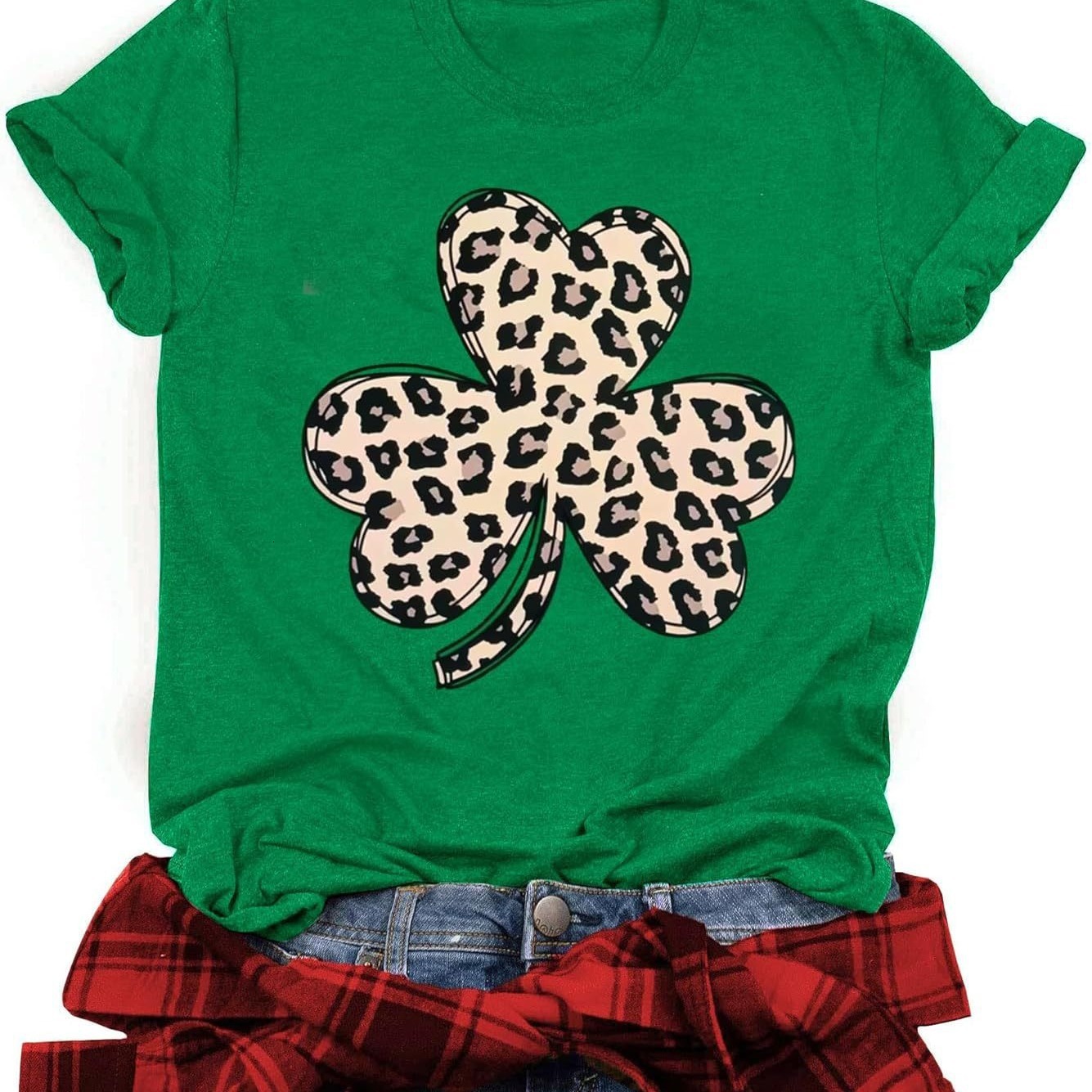 Designer Fashion Trendy St. Patrick Day Women T-shirt Blessings Lucky Irish Clover Green Short Sleeve