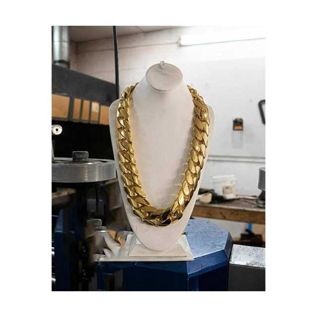 2kilo Handmade Miami Cuban Link Chain Heavy Solid 925 Sterling Silver 14k Gold Plated Curb Chain for Men and Women Hiphop Chain