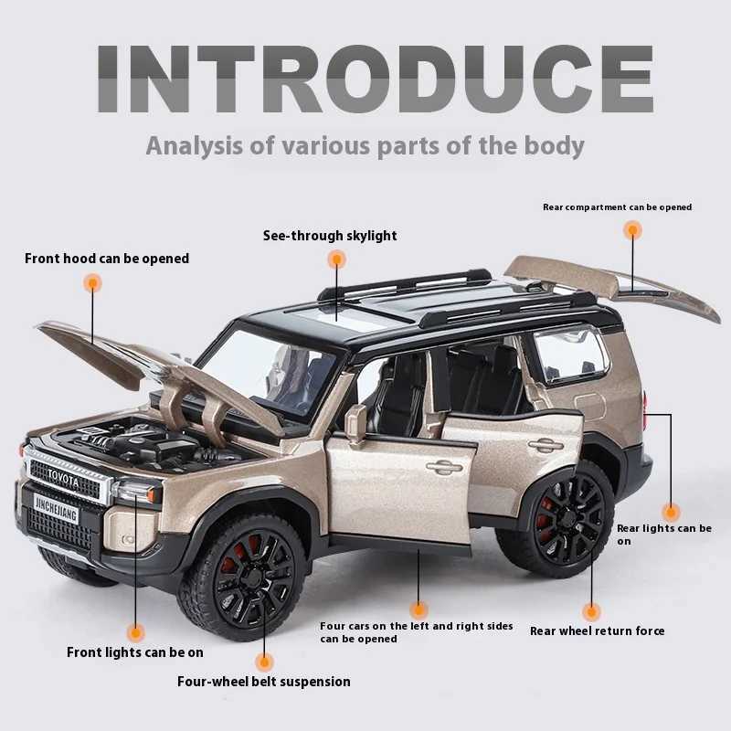 1 32 TOYOTA PRADO Land Cruiser Off Road Vehicle Metal Alloy Diecast Model Car Outdoor Display Collectibles Decorative Gift BoyT250215