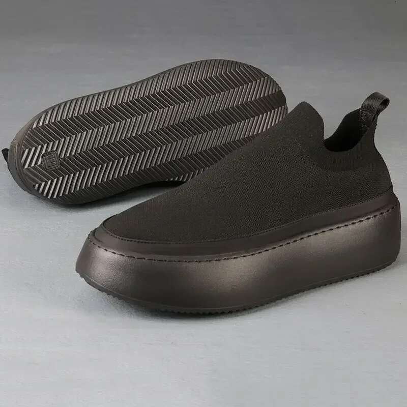Fly Woven Men Slip On Sports For Man Thick-Soled Mesh Sneakers Breathable Trendy Loafers Men's Vulcanized Shoes