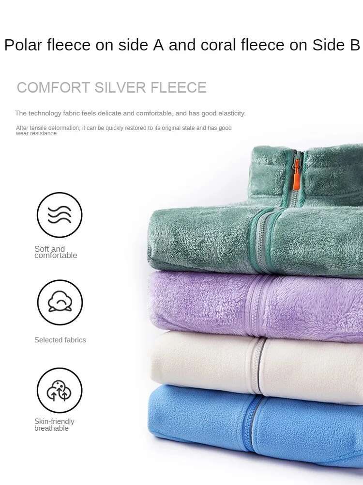 Winter Men Fleece Women Casual Solid Color Warm Coat Fluffy Coral Veet Jacket Haruku Couple Beige Pink Purple Green