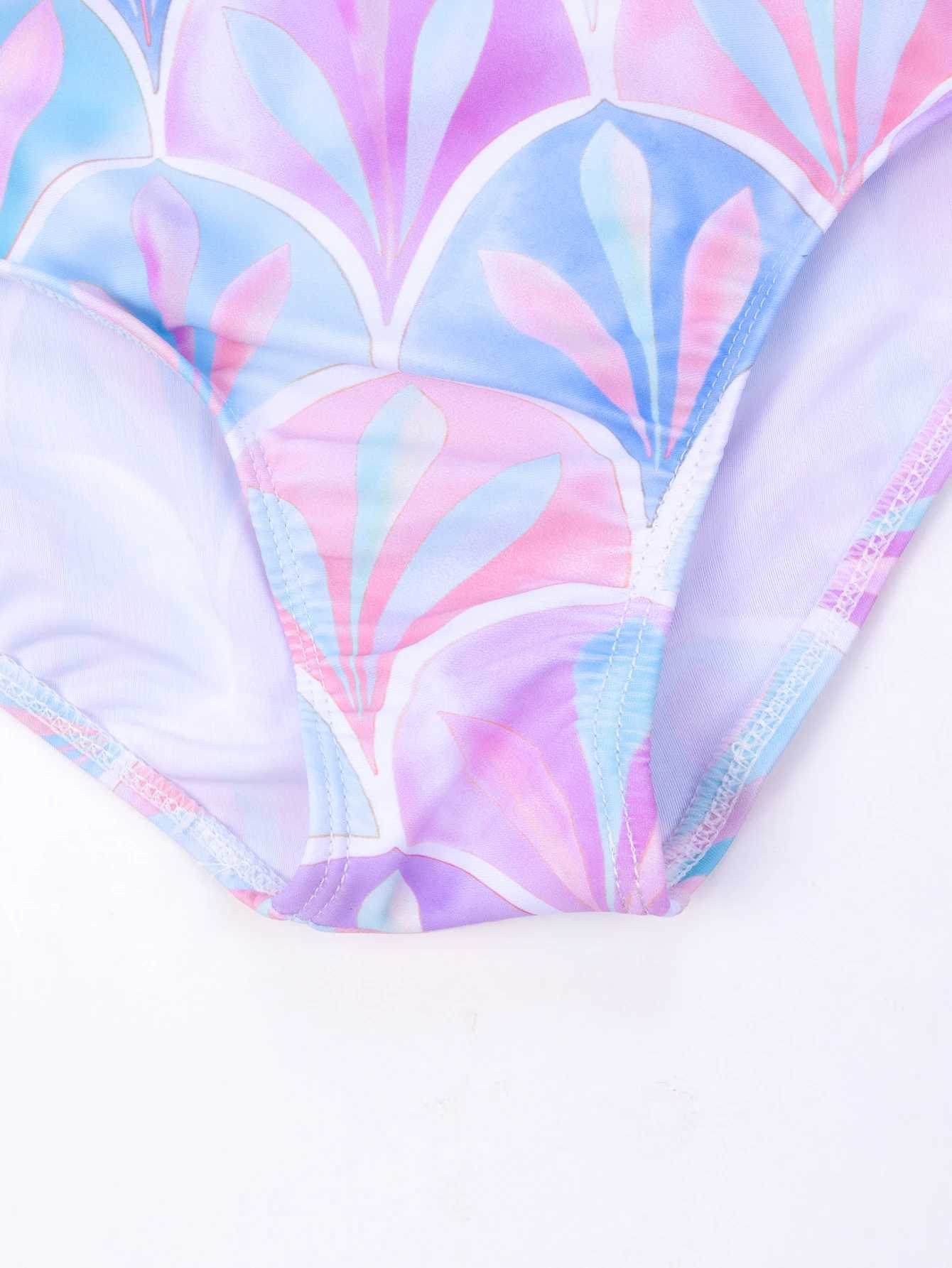 2024 Girls Ruffle Bikini Swimsuit Gradient Leopard Floral Animal Kids Swimwear Children Bikini Rainbow Bathing Set 459XJ250214