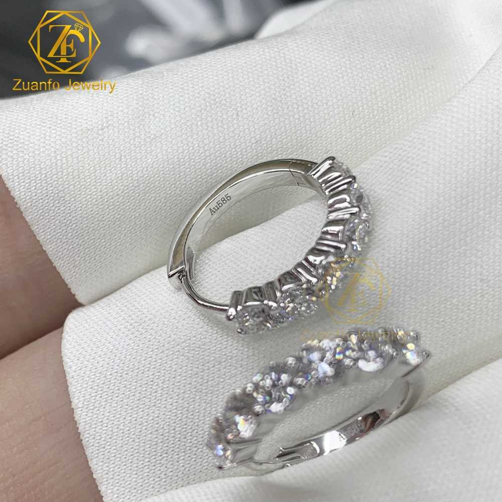 2024 New Trendy 14K 3MM Round Brilliant Cut DEF VVS/VS Lab Diamond Earrings Hoop for Women