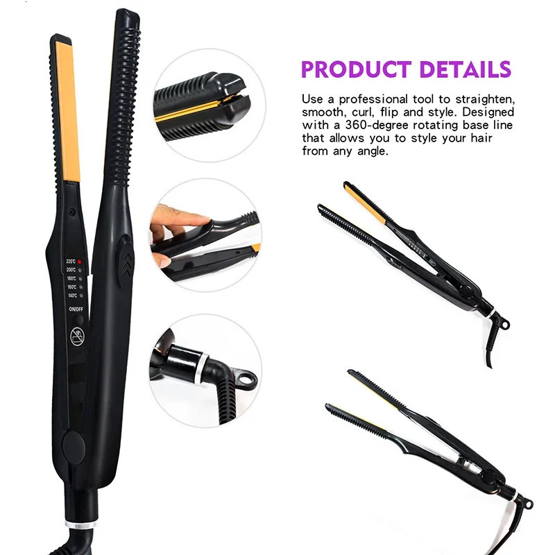 2 in 1 Small Flat Iron Hair Straightener Curler For Short Hair Women And Men Beard Straightener Pencil Flat Iron Dual Voltage 250214