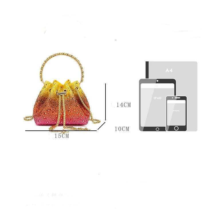 Handmade Rhies Evening Clutch Bag Purses And Handbag Designer Shoulder Shiny Crystal Clutch Purse Bucket Bag