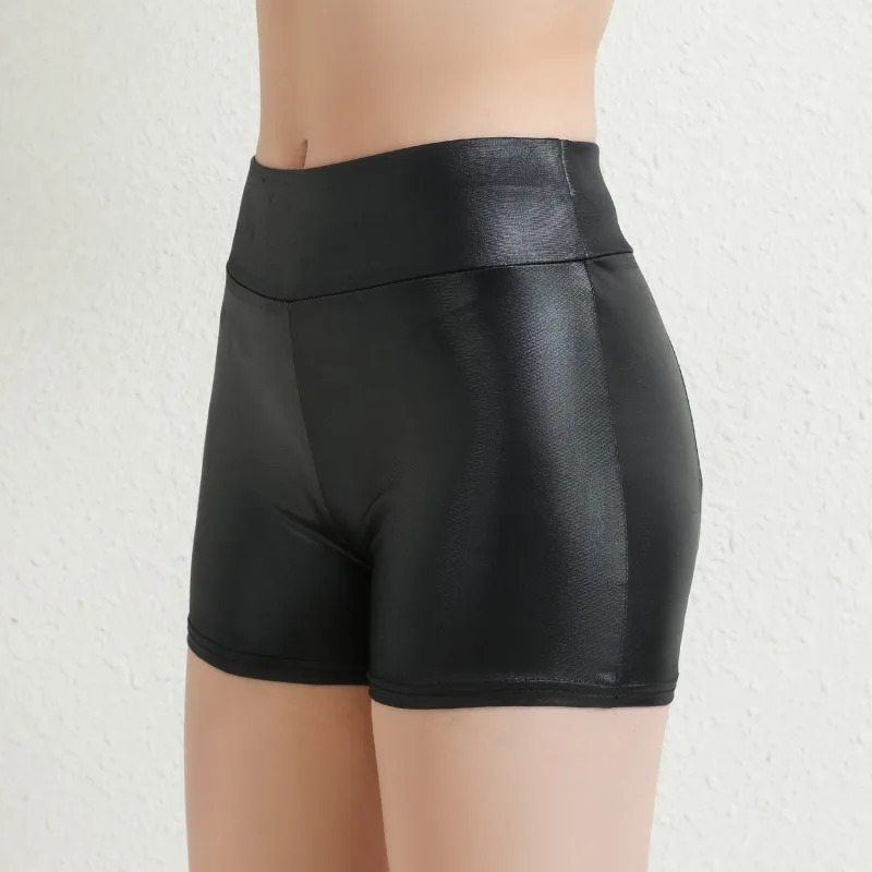 2023 Sexy Womens Shorts Shiny Elastic High Waist Faux PU Leather Short Pants Slim Dance Clubwear Mini 250213