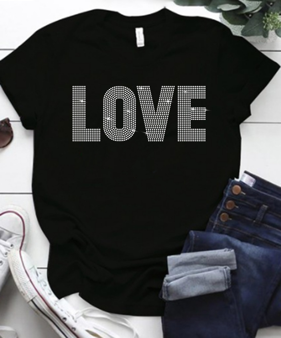 Designer Free Shipping Fashion Trend Versatile Hot Diamond Letter Women's Round Neck T-shirt