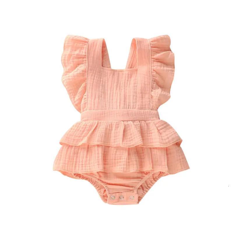 Citgeett Summer Solid 0-24M born Baby Girl Clothes Ruffle Cotton Romper Sleeveless Jumpsuit Outfit Sunsuit 250214