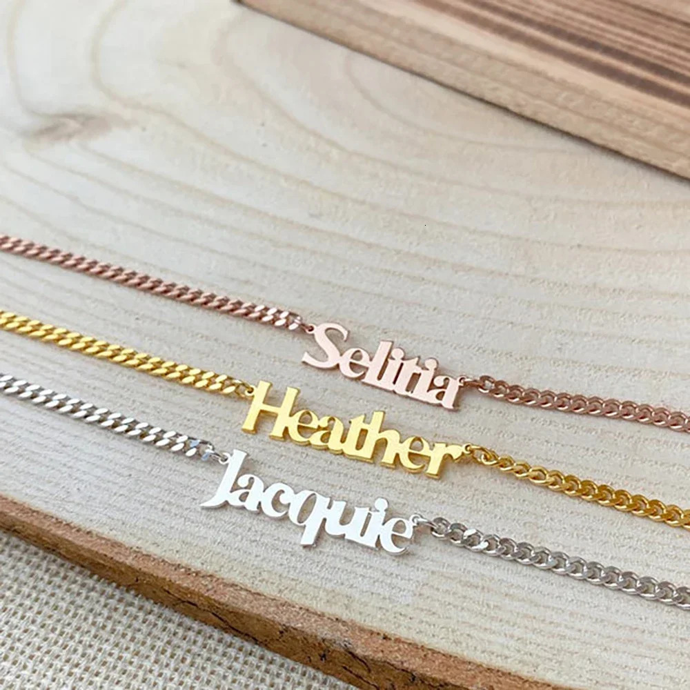 Customized Name Necklace for Women Mens Stainless Steel Cuban Chain Choker Personalized Nameplate Pendant Necklaces Jewelry Gift 250210