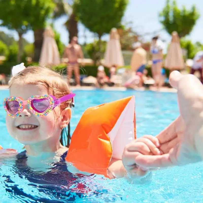 Summer Swimming Goggles Waterproof Heart-shaped Silicone UV Anti-fog Pool Goggle For Toddlers Kids Z250215
