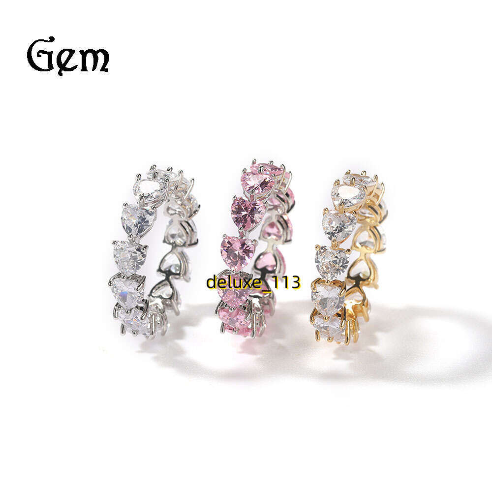 New Fashion Hip Hop for Men's Personalized Single Row Love moissanite Ring Jewelry