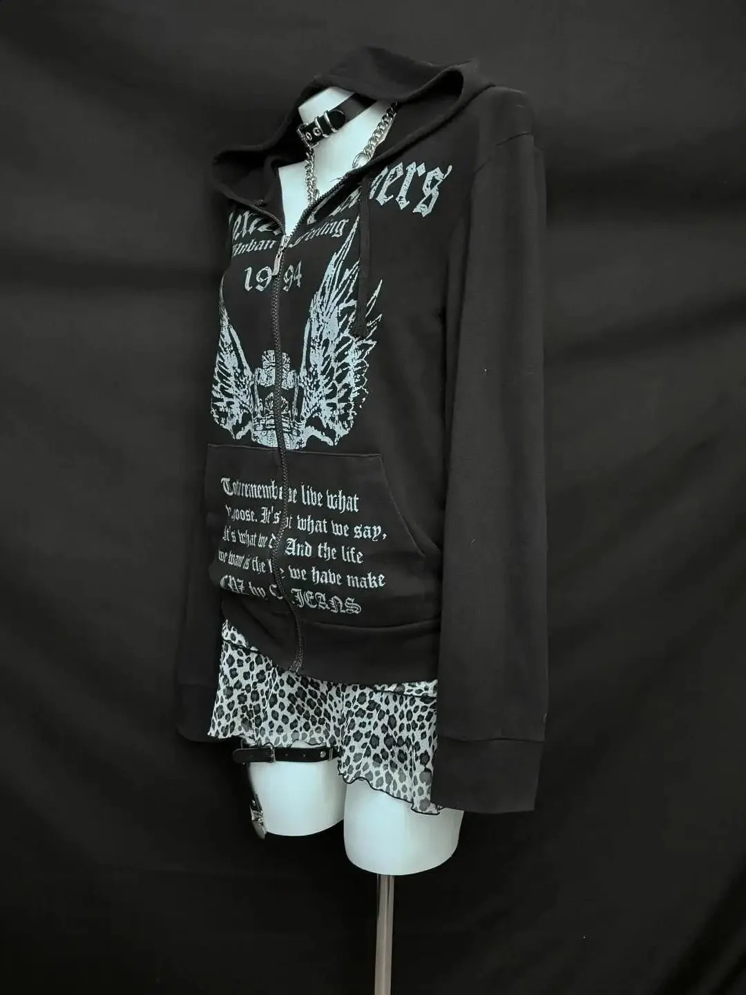 Y2K Street Style Womens Sweatshirt Autumn n Harajuku Casual Gothic Jacket American Retro Letter Printed Zipper Hoodie 250213