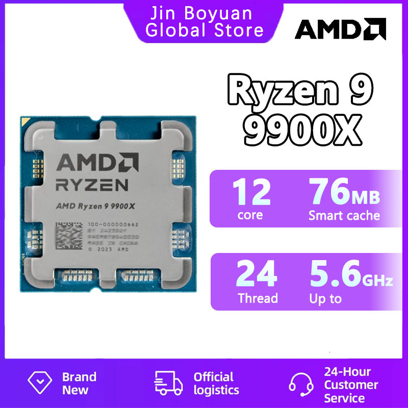 AMD Ryzen 9 9900X R9 9900X New Processor 5.6GHz 12-Core 24-Thread 76MB Game Cache 4NM TDP 120W Socket AM5 Gaming CPU Zen 5