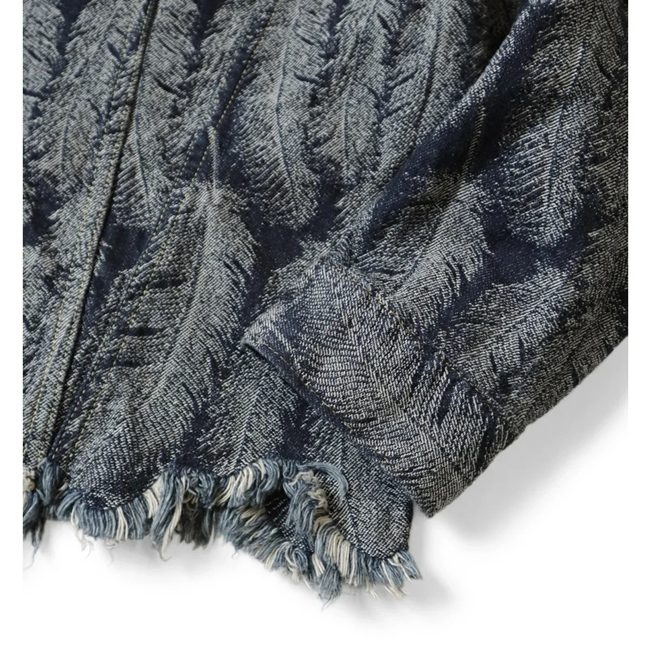 23AW KAPITAL Hirata Hiroshi Japanese Casual Denim Feather Tassels Damaged Long Sleeved Jacket Men Coats 250212