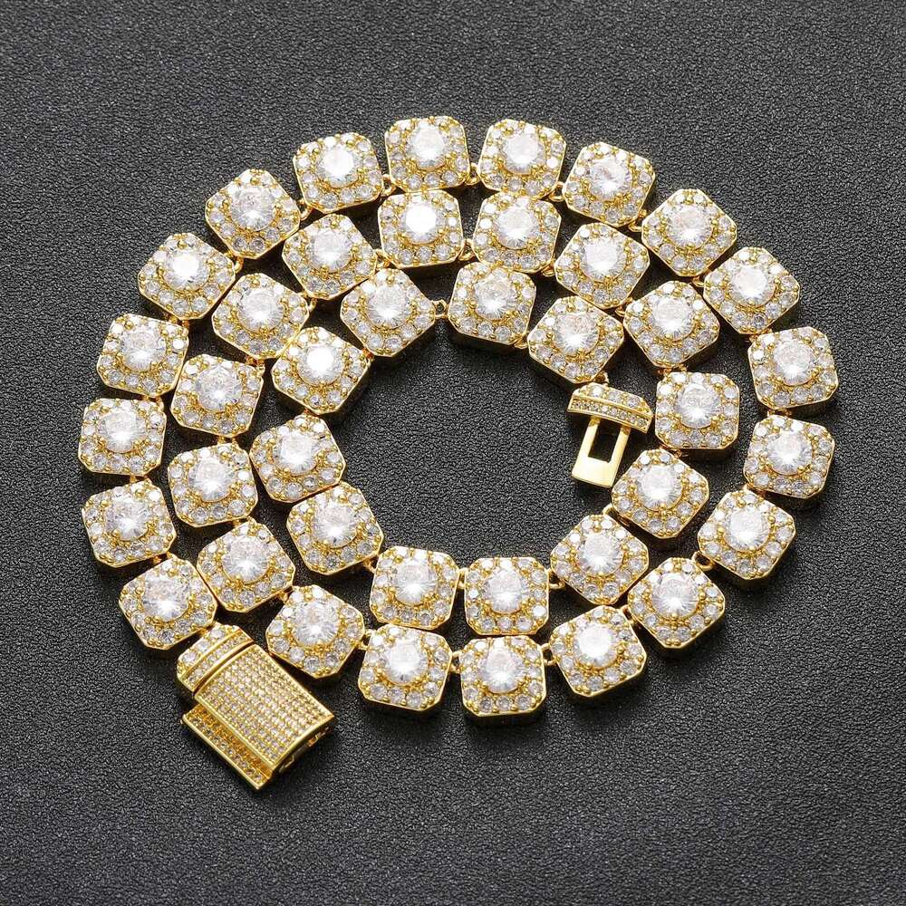 Meisa 10mm Wide Rock Sugar Chain moissanite Flip Style Men's Necklace Fashion Accessories