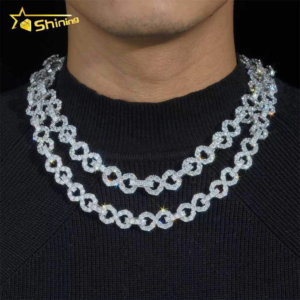 Hip Hop Jewelry 925 Sterling Silver Gold Plated Custom Necklace 15MM Infinity Link VVS D Color
