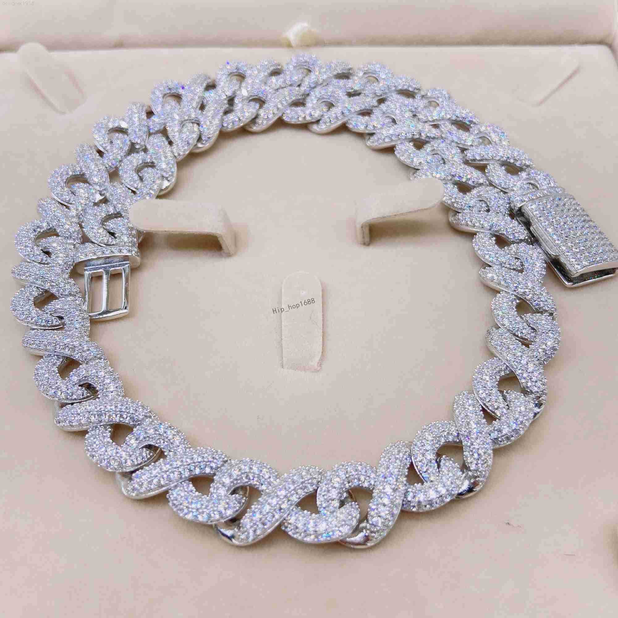 Trendy 2022 13mm Width Rope Chain Necklace Sterling Silver 925 Iced Out Vvs Moissanite Diamond Miami Cuban Link