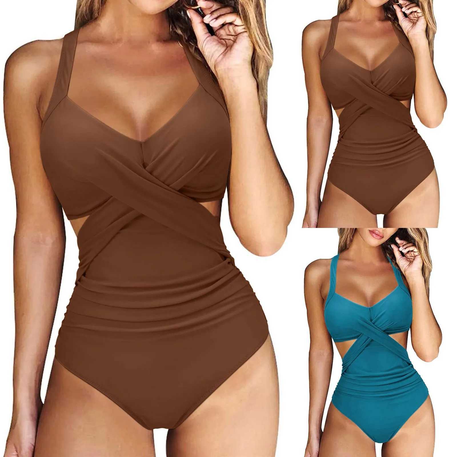 Swimsuits For Teen Girls Women Swimwear Wrap Suit Push Monokini High Up Swimsuit Waist Swimwear Bathing Swimwear 2024 WomenW250214