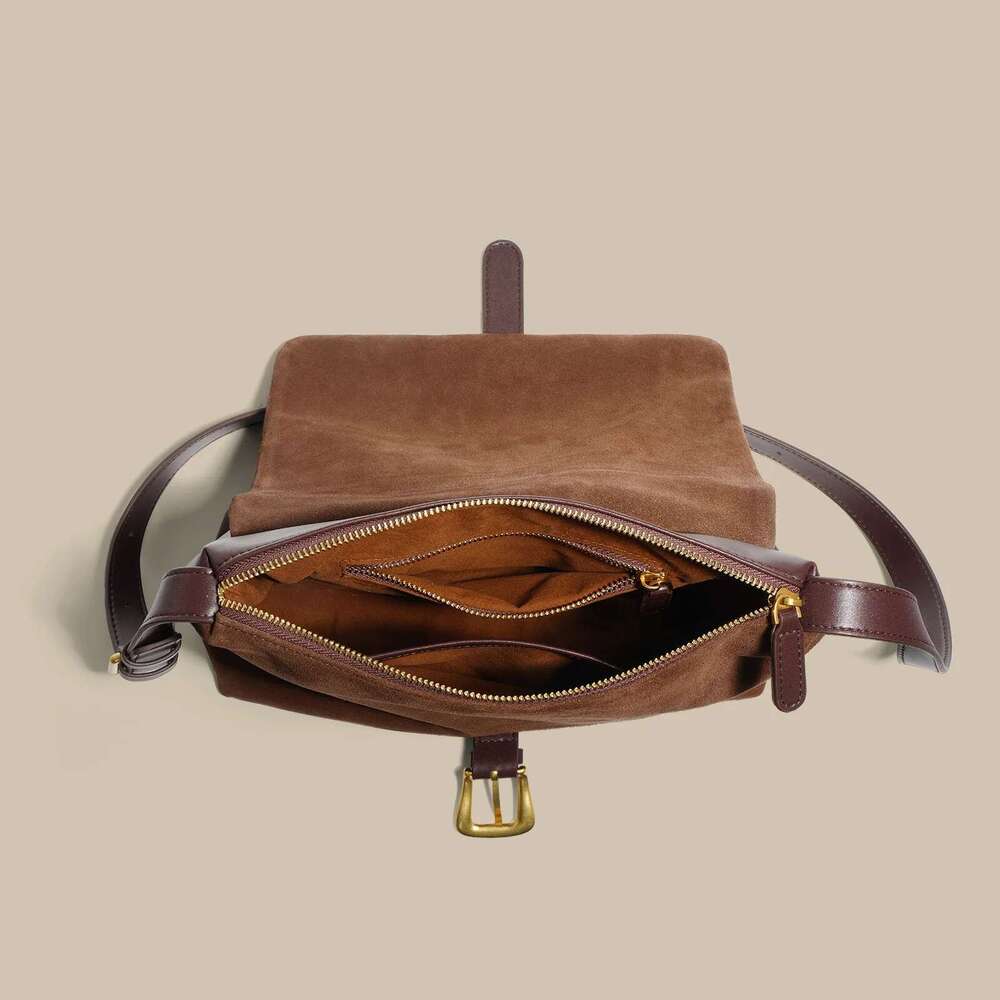 Retro Cowhide Underarm Large Capacity Commuting Messenger Women's Frosted Shoulder Bag