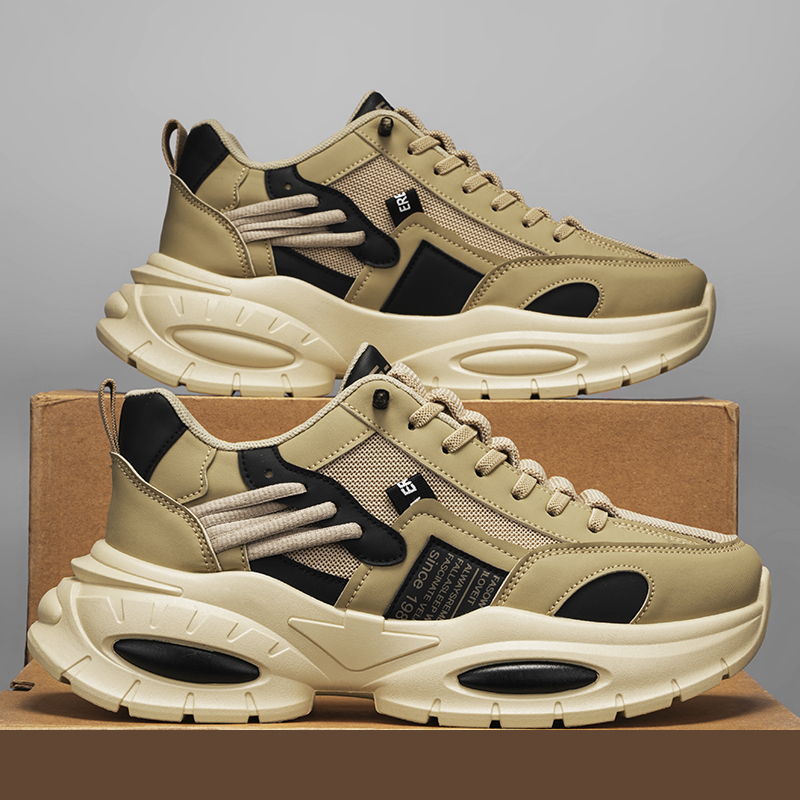 Men Sports hot Shoes Thick Sole Fashion Design Sense Versatile Running Triple Grey Khaki Green Free shipping