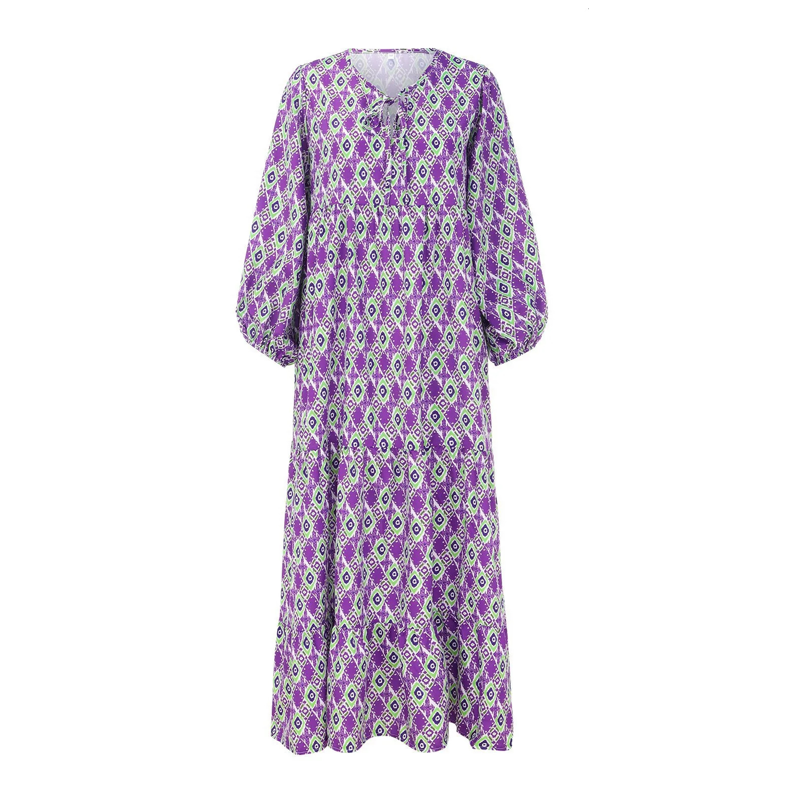 Womens Bohemian Maxi Dress Summer Floral Print Bell Sleeve Loose Flowy Dress Female Girls Holiday Long Dresses A Line Sundress 250213