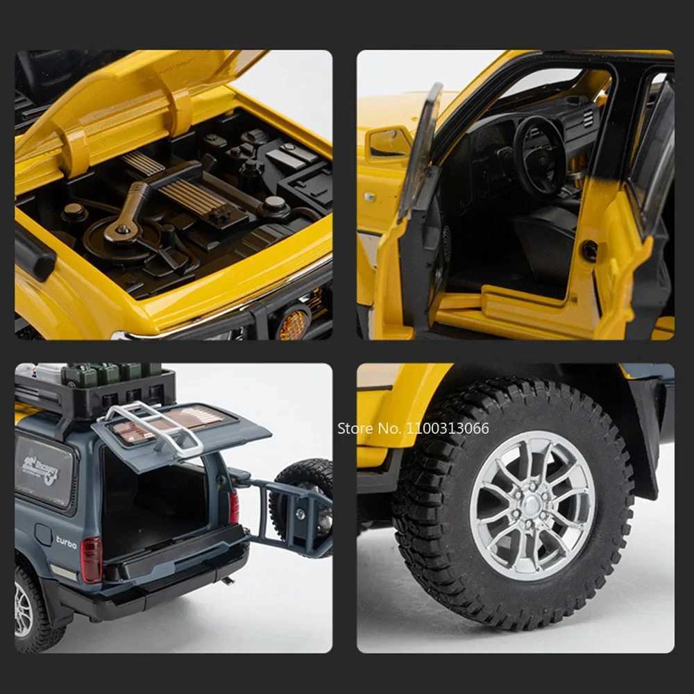 1 24 Alloy Diecast Land Cruiser LC80 Car Toy Model with Light Music Off-road Wheel Pull Back Vehicle Kids Childrens Day GiftT250215