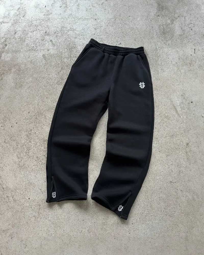 Retro Straight Pants Tracksuit Streetwear Pants Personalized Pant Leg Zipper Embroidery Y2k Hip Hop Casual Joggers Men PantsT250215