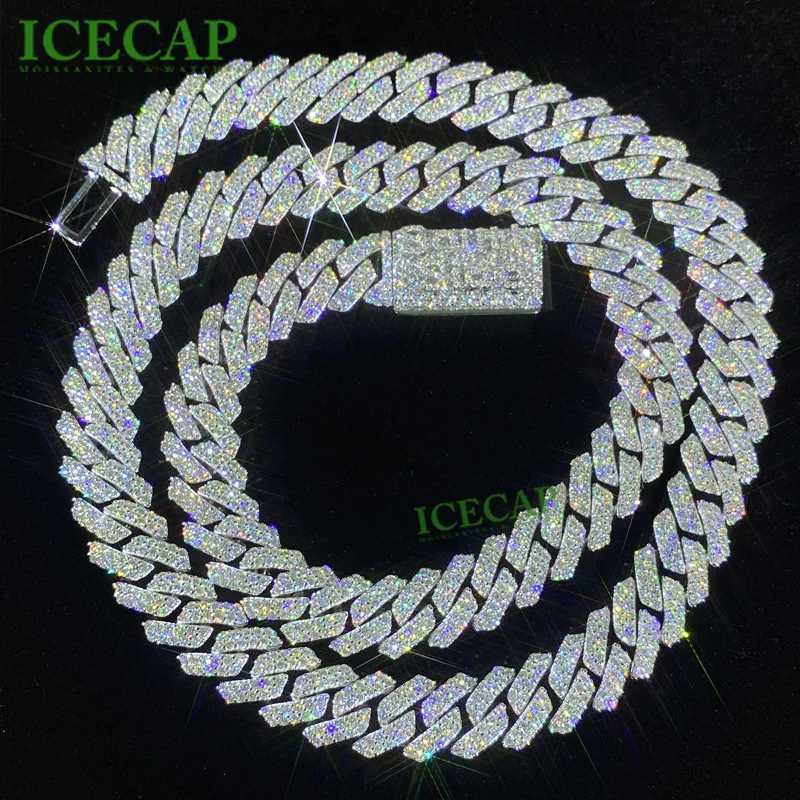 Hiphop Jewely Custom 12mm 2 Rows Vvs Moissanite Cuban Chain Lock Name Sterling Silver Pass Diamond Tester Rapper Chain Necklace