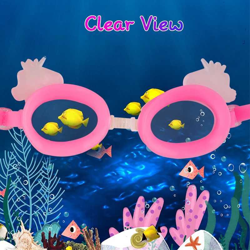 Cute Girl Swimming Goggles Anti Fog Swim Glasses Summer Swimming Accessories Silicone Eyewear With Ear Plugs Z250215