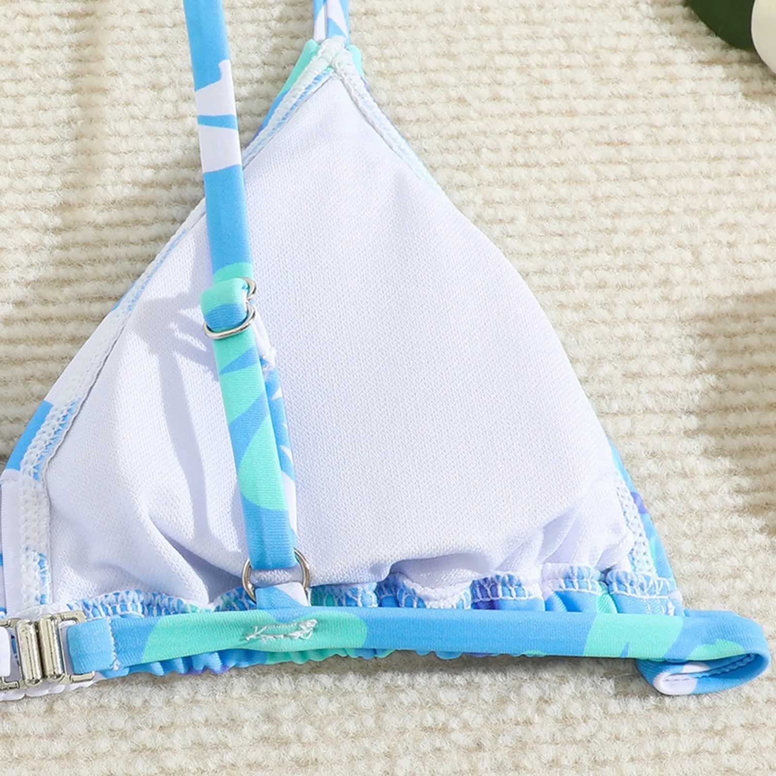 Children Printed Bikini Sets Bandage Push Up Net Swimsuit New High Elastic ChildrenS Swimsuit Three Piece For Girls Kid BikiniXJ250214