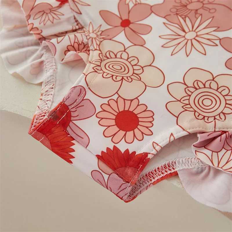 Tregren Toddler Baby Girls Spring Summer Romper Swimwear Long Sleeve O Neck Floral Swimsuit Beach Pool Hot Spring Bathing SuitsXJ250214