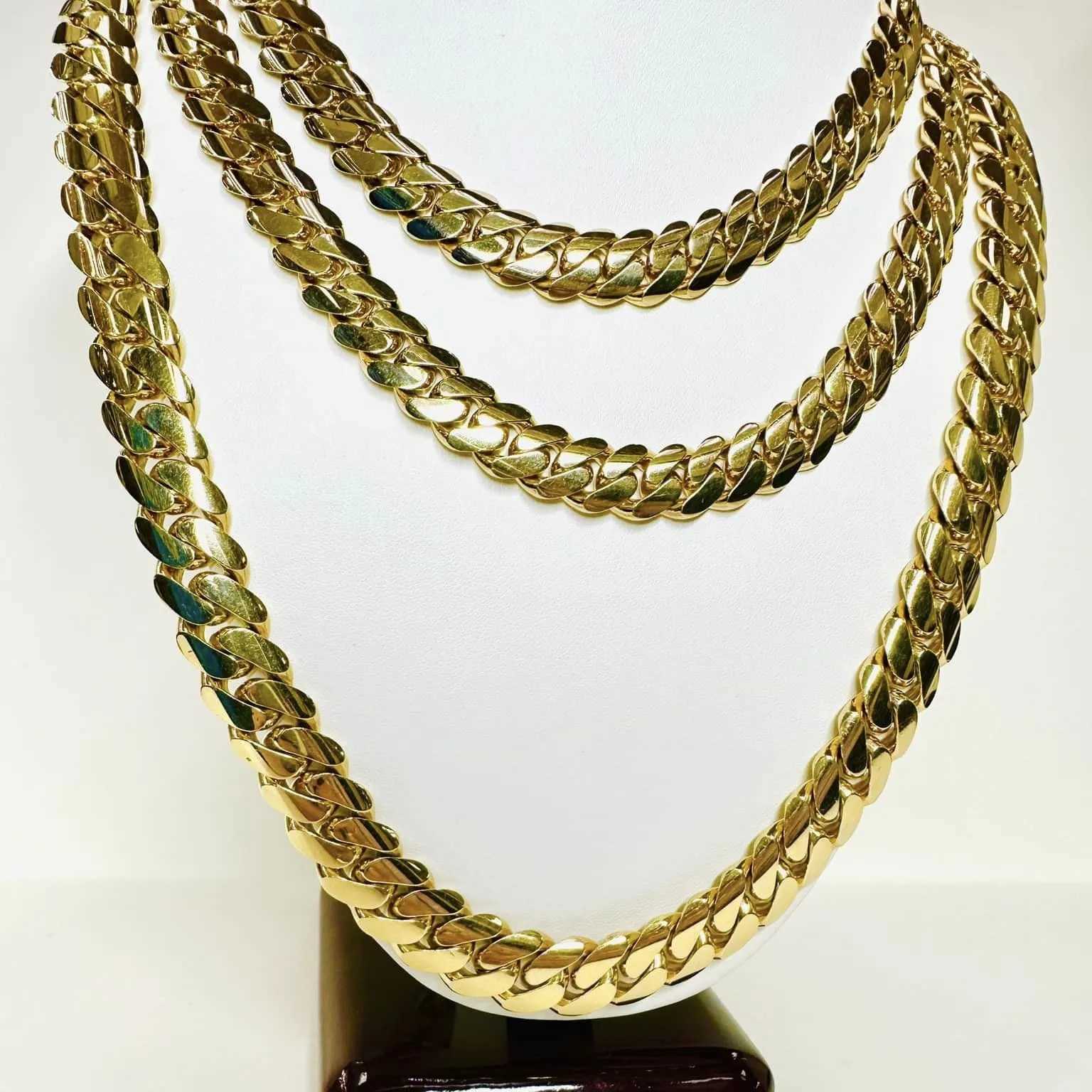 Custom Cuban Link Chain with Different Clasp Gold Plated Stainless Steel Miami Hip Hop Necklace Jewelry