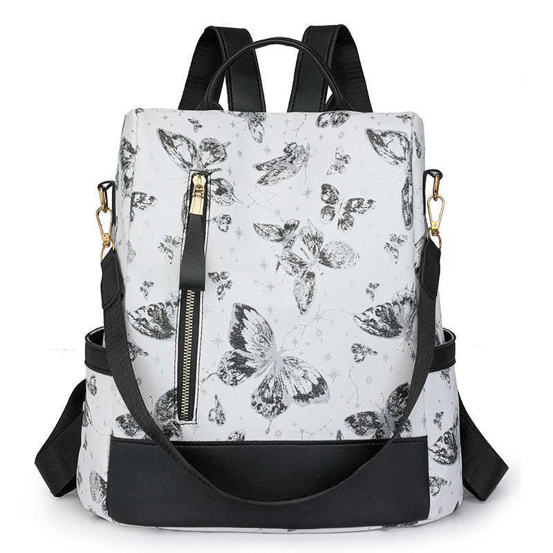 New Fashion Chinese Embroidery Thread Trendy Casual Backpack for Women Simple PU Large Capacity Outdoor Travel Backpack