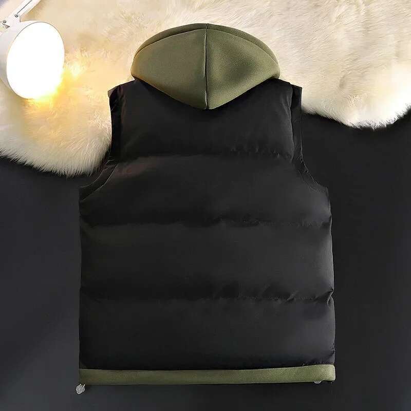 Down Cotton Vest Men Autumn Winter Middle School Students Loose Fashion Vests Man Thickened Waistcoat Cotton-padded Jacket Male