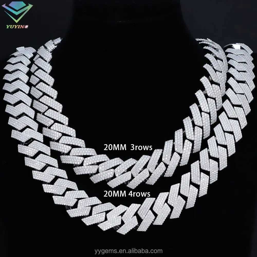 Fine jewelry 20mm wide necklace bracelet VVS diamond hip hop Cuban Link Chain GRA D Moissanite 925 sterling silver gold plate