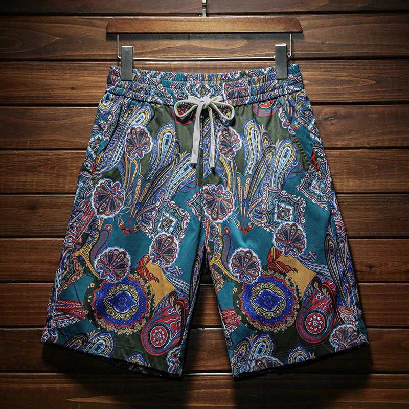 Summer Beach Shorts Men2024New Fashionable Color Pattern Loose Breathable Pants Outdoor Trendy Cropped Pants W250215