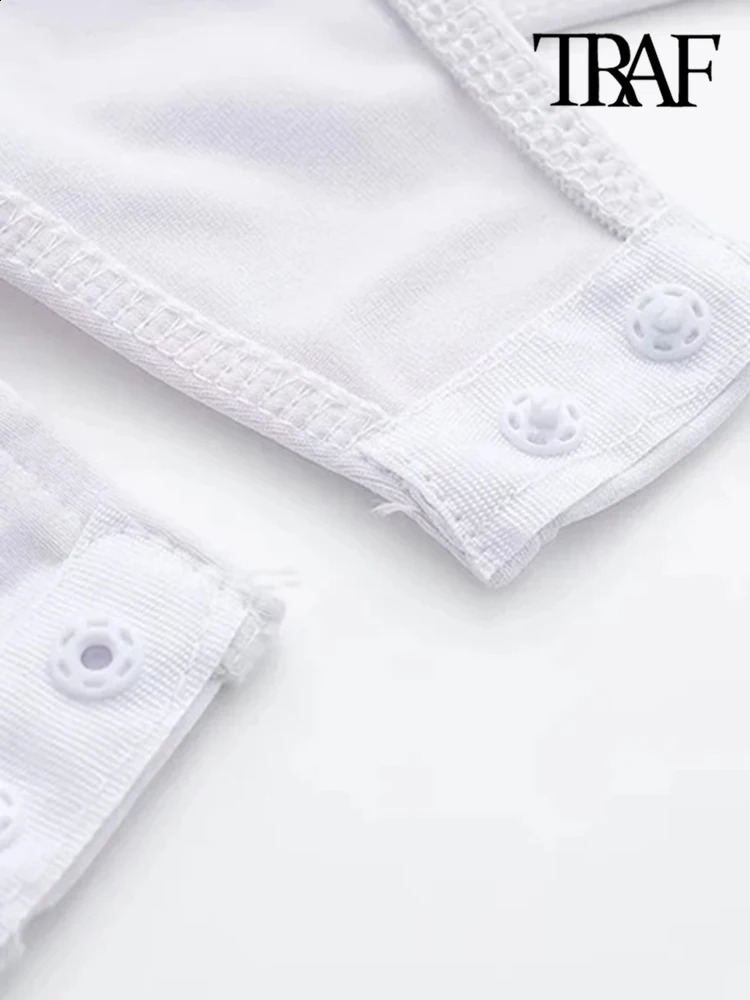 TRAFSkinny Bodysuits for Women Sexy Fashion Square Neck Sleeveless SnapButton Female Playsuits Mujer 250213