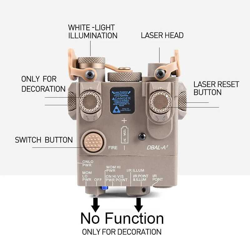 WADSN Tactical DBAL-A2 PEQ15 Laser Head M300A M600C Flashlight AR15 Rif Weapon Light Red Dot Green Laser Airsoft Indicator W250214