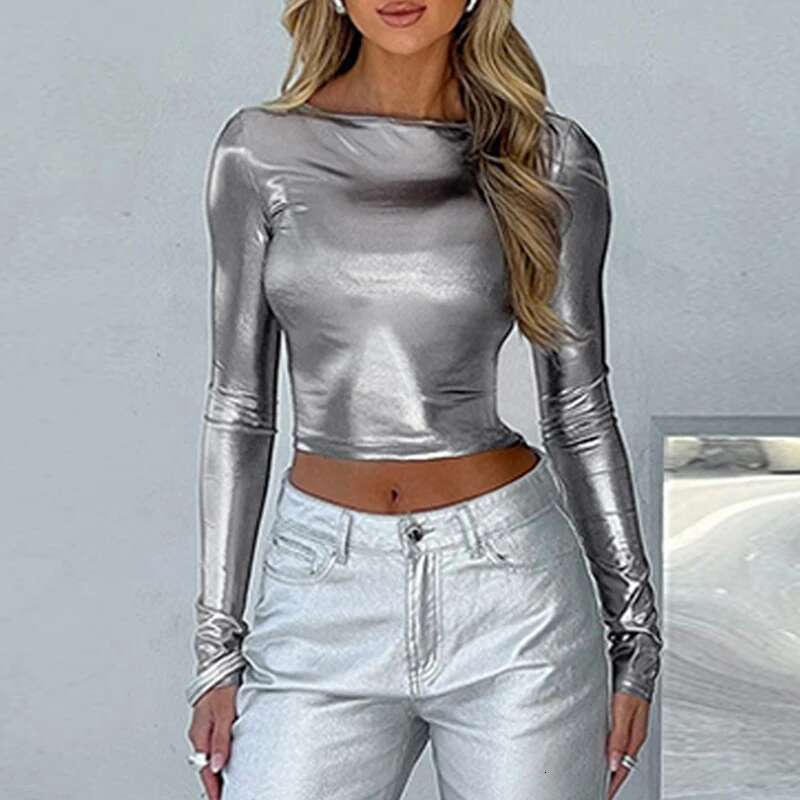 Sexy T-Shirt Women Autumn New Streetwear Long Sleeves Winter Crop Top Bodycon Solid Fashion O-Neck Casual Slim T-Shirts Female